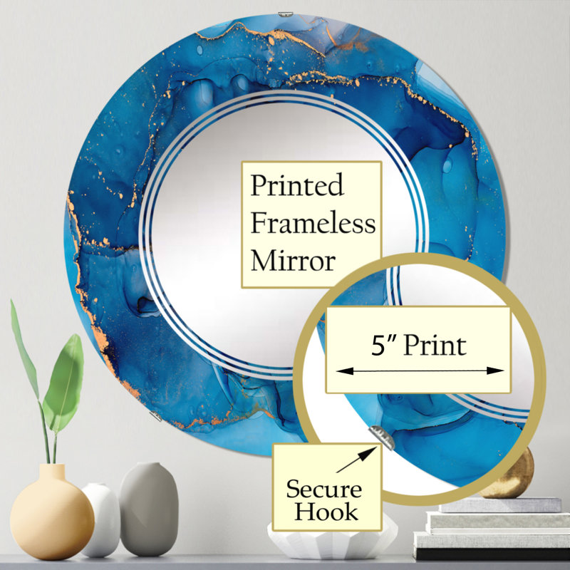 Miroir mural bleu abstrait et luxueux abstrait Art, 24 po x 24 po