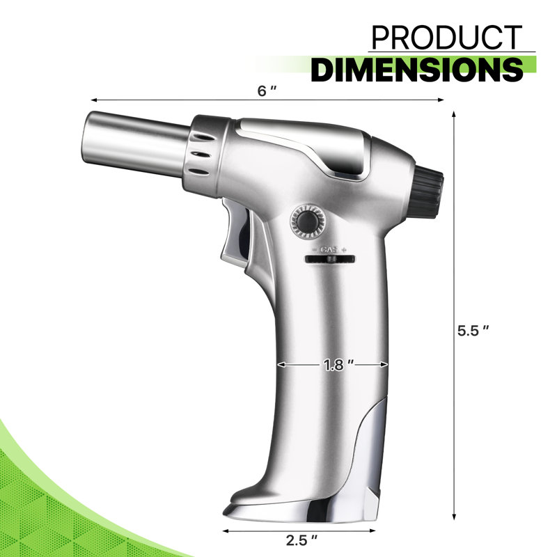 BBQ Torch Handheld Butane Torch For Welding, Cooking, Barbecue, Baking, Silver