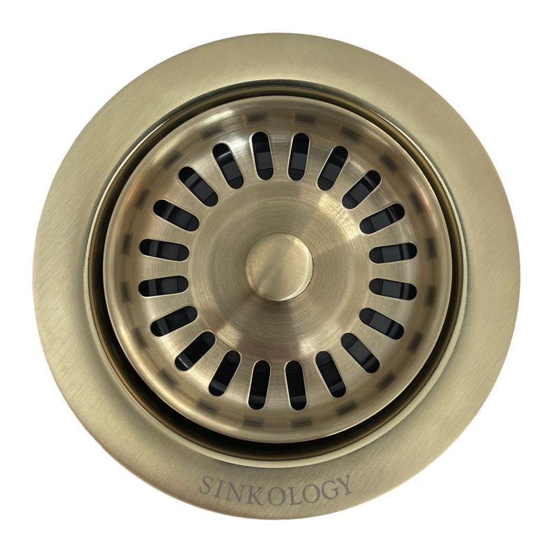 SinkSense Satin Gold Kitchen Sink Disposal Flange Drain with Stopper