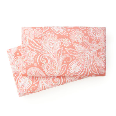 Ensemble de 2 taies d'oreiller Southshore Fine Linens Perfect Paisley, coloris corail et blanc, en microfibre doublement brossée 110 g/m², imprimé cachemire inspiré du henné, infroissable et lavable à la machine, format King/California King.