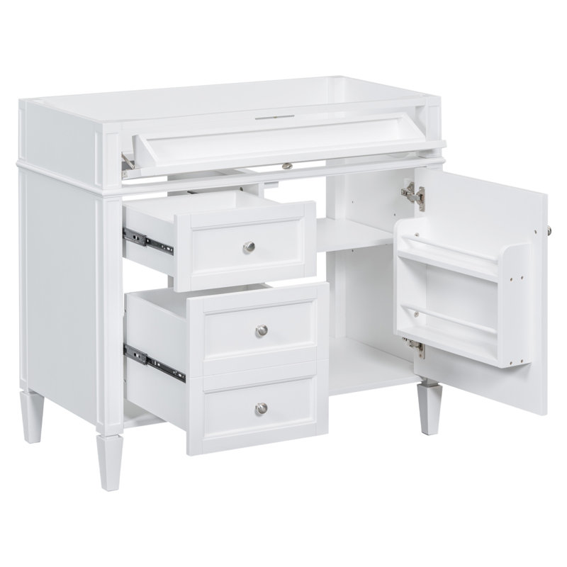 Base de meuble-lavabo simple 35 po seulement, Blanc, Argent