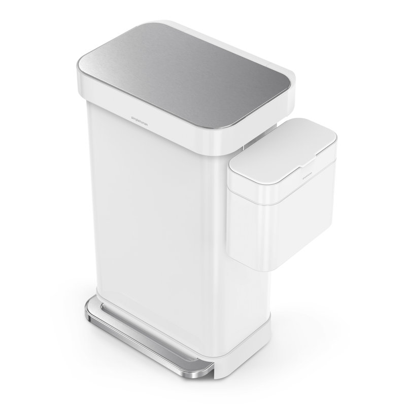 simplehuman 4 Litre / 1.06 Gallon Compost Caddy, Detachable and Countertop Bin Trash Can, White