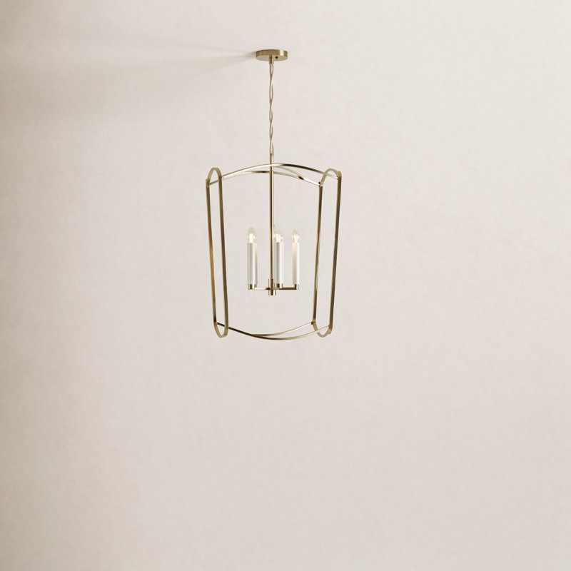 Olive 5-Light Dimmable Geometric Lantern Chandelier, Antique Gild