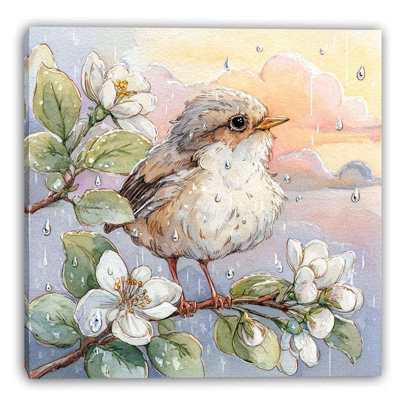 «Blossom Songbird Art V», art mural sur toile tendue, L 40 po x H 40 po x P 1,5 po
