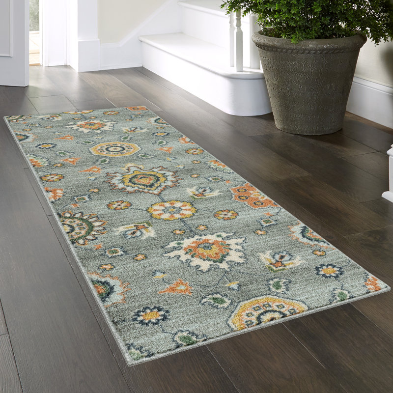 Damask Indoor Rug, Runner 2' x 6'