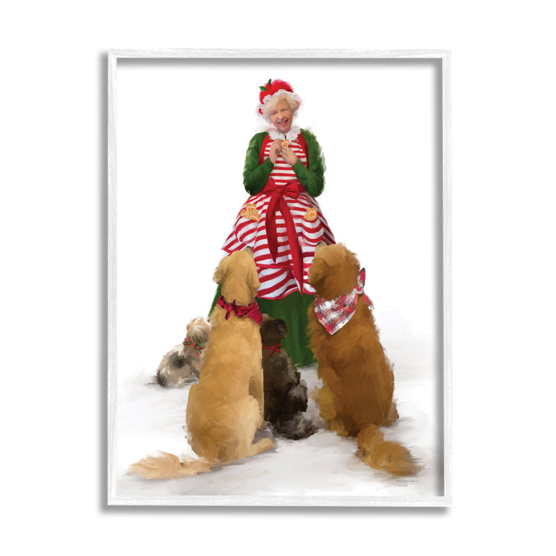 Joyeuse madame Claus et chiens, Illustration de Noël de Noël, estampe numérique encadrée par Kamdon Kreations