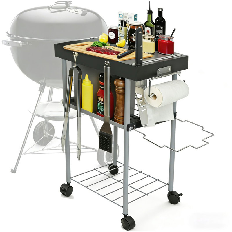 Rolling Grill Side Table Cart