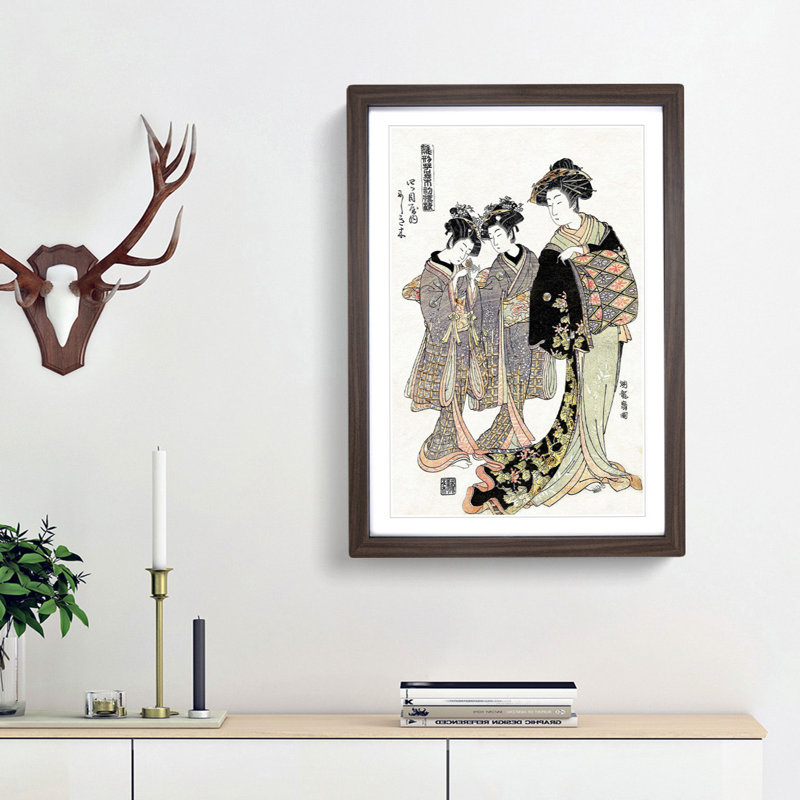 Courtesan Nishikigi by Isoda Koryusai - Framed Print, 65cm H x 48cm W x 2cm D, Walnut Framed