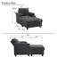 Chaise longue d'intérieur de 37 po de largeur avec dossier inclinable, repose-pieds avec rangement, 2 porte-gobelets et ports USB-633223410