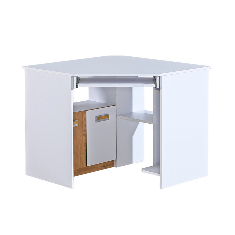 Rivanna Corner Computer Desk, Nash Oak, White Brilliant