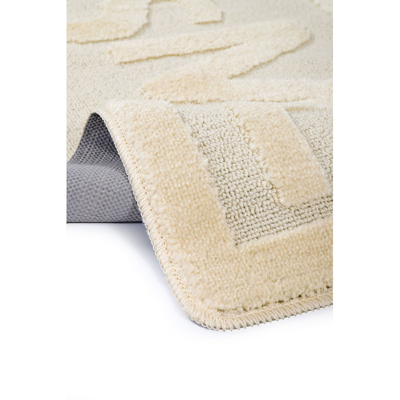 Tapis de bain luxueux crème, 23,6 po x 39,4 po | 100% polypropylène, 1,3 lb / pi³ | Semelle antidérapante en latex naturel, velours de 0,5 mm et hauteur de l'éponge | Lavable à la machine, parfait pour la sécurité et le confort de la salle de bain