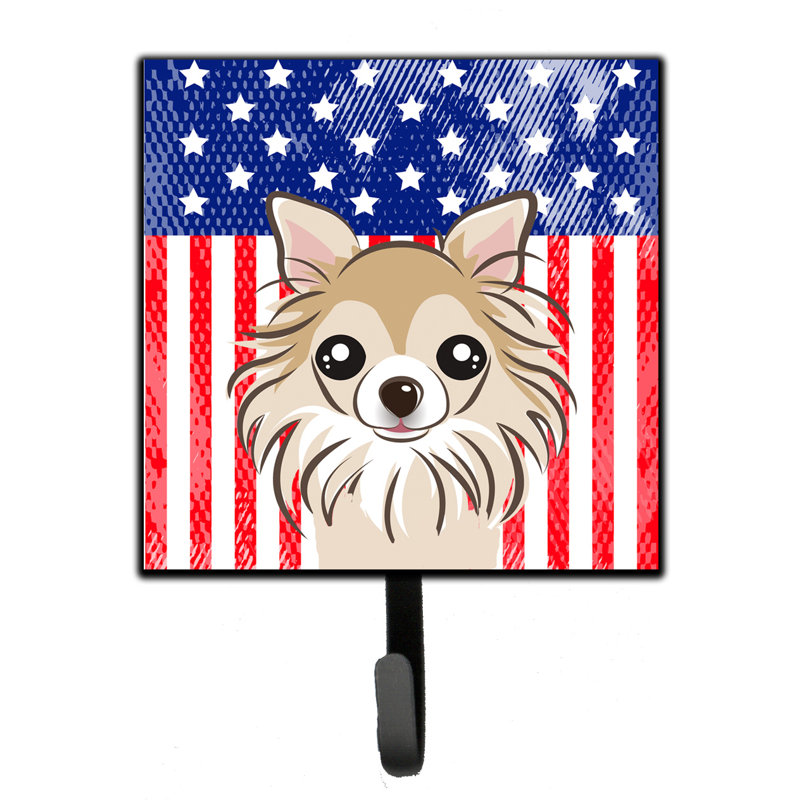 Porte-clés mural Monreal American Flag and Retriever, Bleu / Rouge / Blanc, Chihuahua
