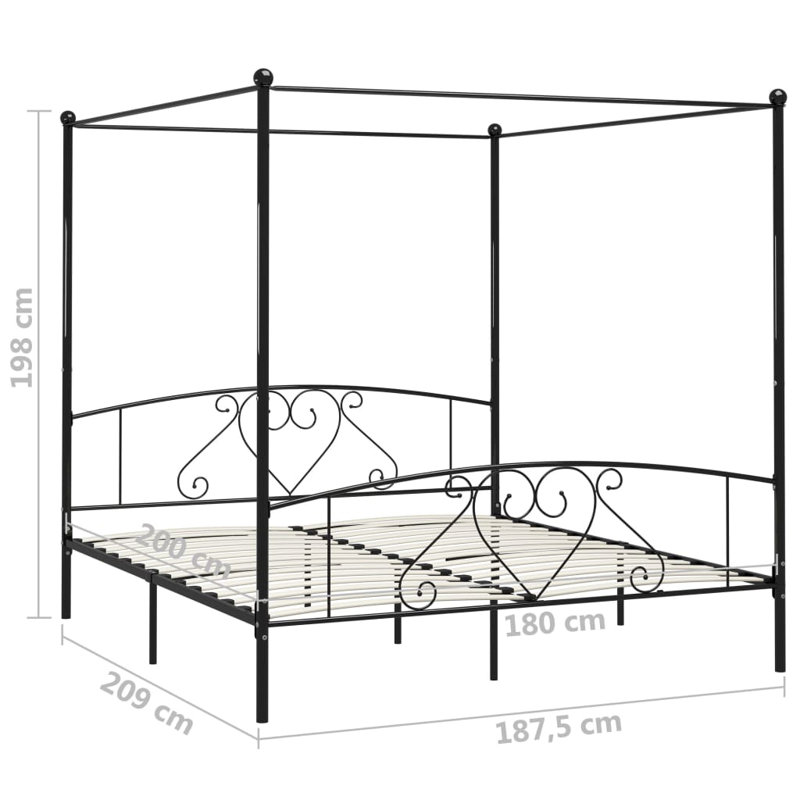 Issac Open-Frame Bed, Black, European Single (90 x 200cm)