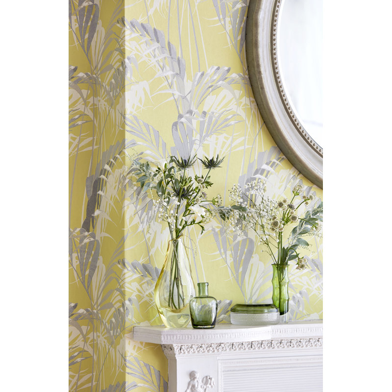 Palm House Wallpaper, Chartreuse/Gray