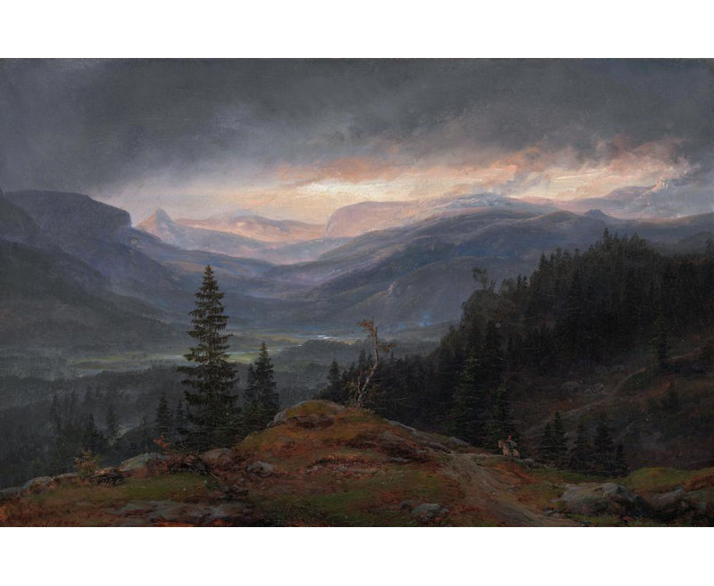 "View over Hallingdal" par Johan Christian Dahl - Art mural sur toile tendue avec châssis, H 40 po x l 28 po