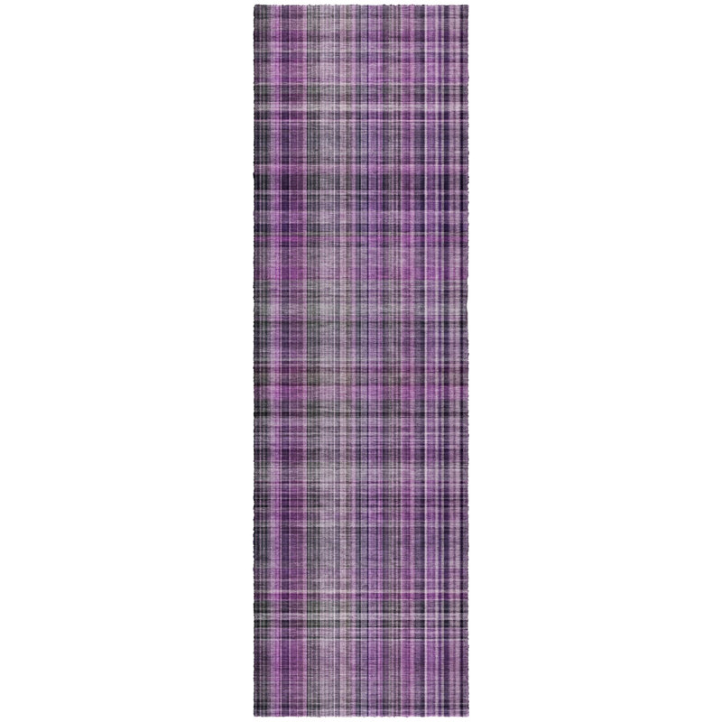 Tapis à carreaux de qualité supérieure lavable à la machine Dream Shag ADS541, Purple, 2'3" x 7'6" Runner