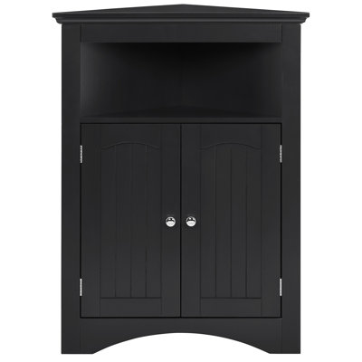 Black Sideboard Cabinet With Adjustable Shelves For Bathroom, Kitchen And Living Room - , , Easy To Clean Multifunctional Storage Corner Waterproof Surface, Assembly
