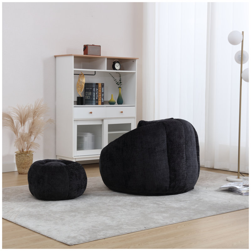 Fauteuil à billes en chenille noir