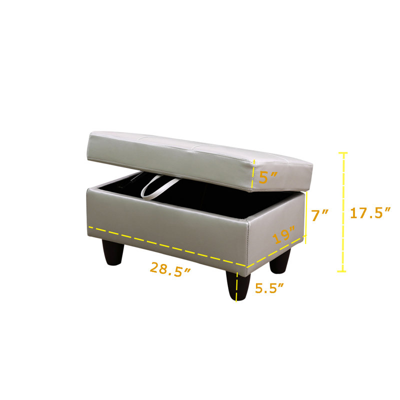 Faux Leather Upholstered Storage Bench, Powder