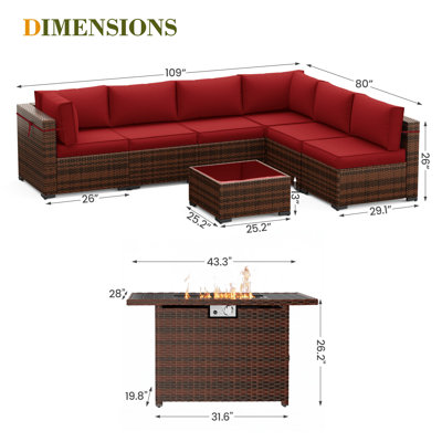 Ensemble de conversation pour patio 8 pièces avec foyer d'extérieur Romanas