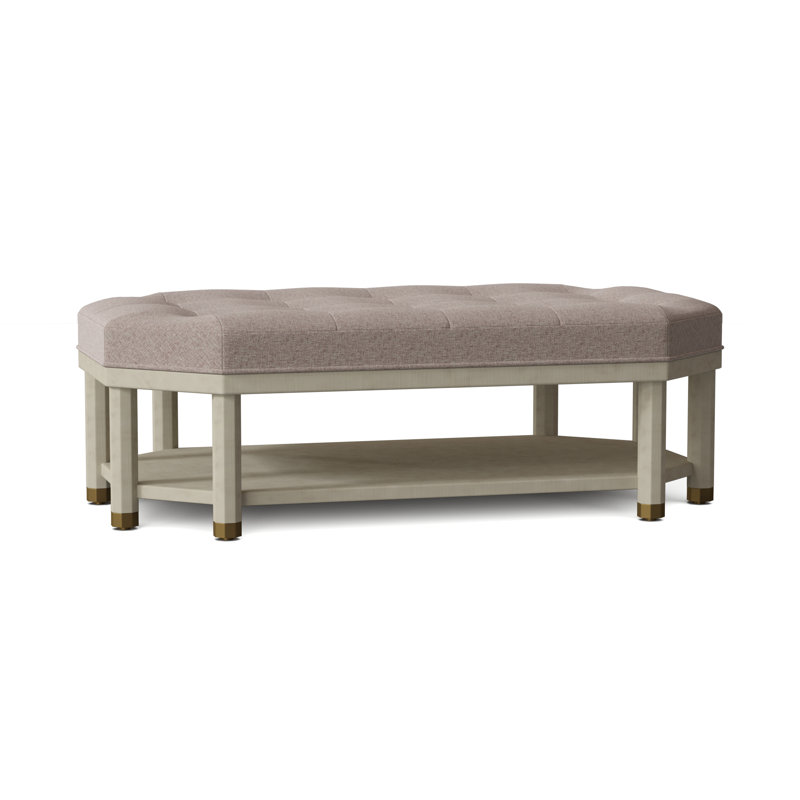 Libby Langdon 53" Wide Tufted Cocktail Ottoman with Storage, Parchment (8794 70), Walnut