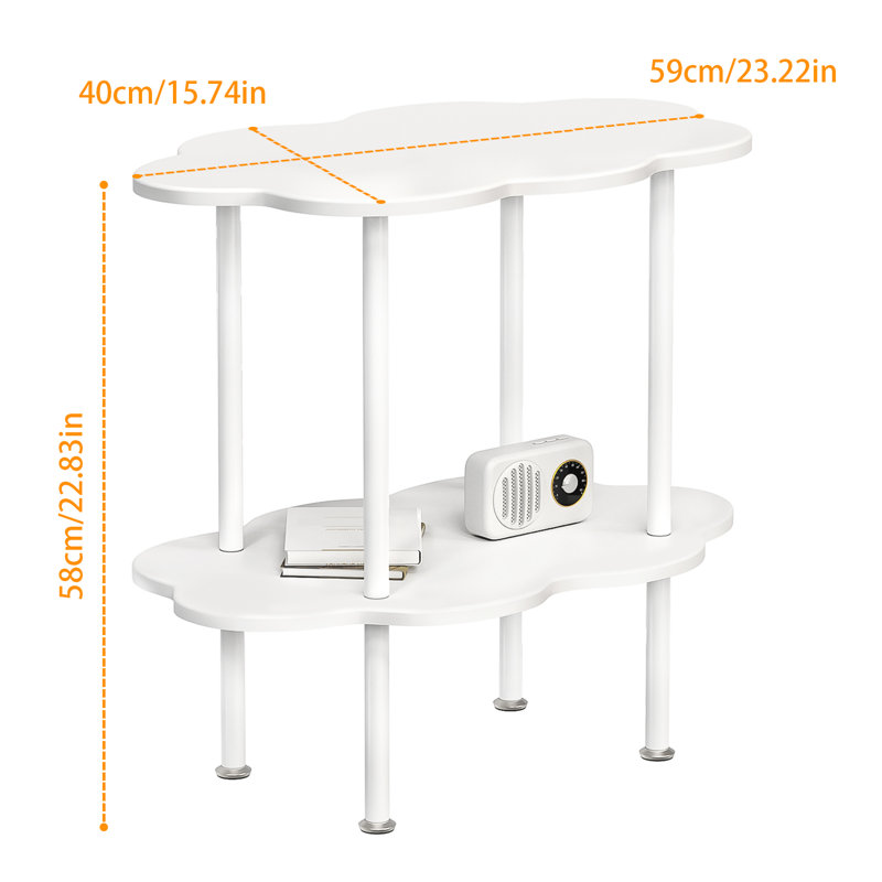 Sofa Coffee Table, Flower Shaped Tea Table, Modern Style End Table, Living Room Centre Minimalist Display Coffee Table with 2-Tier