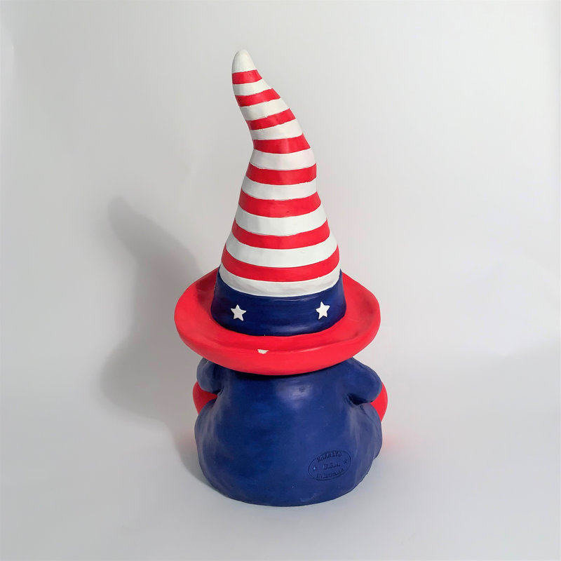 Gnome de jardin en magnésium tenant une fusée «The Americanos»