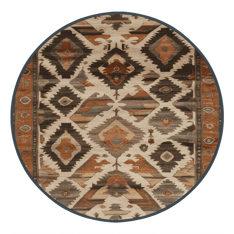 Tapis brun lavable à la machine, Rond 8 pi