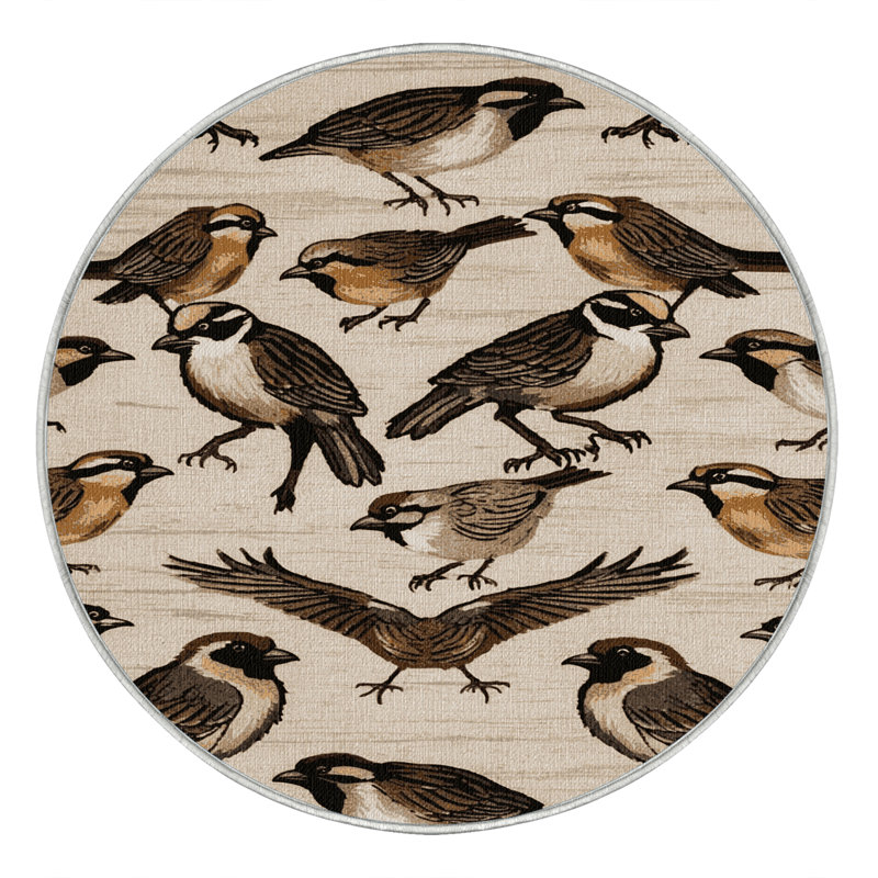  Tapis lavable Cape Sparrow Birds, Rond 4 pi
