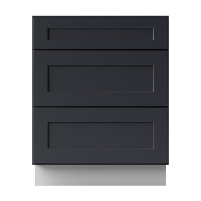 Armoire de cuisine en bois massif prête à assembler, 27", Noir Shaker