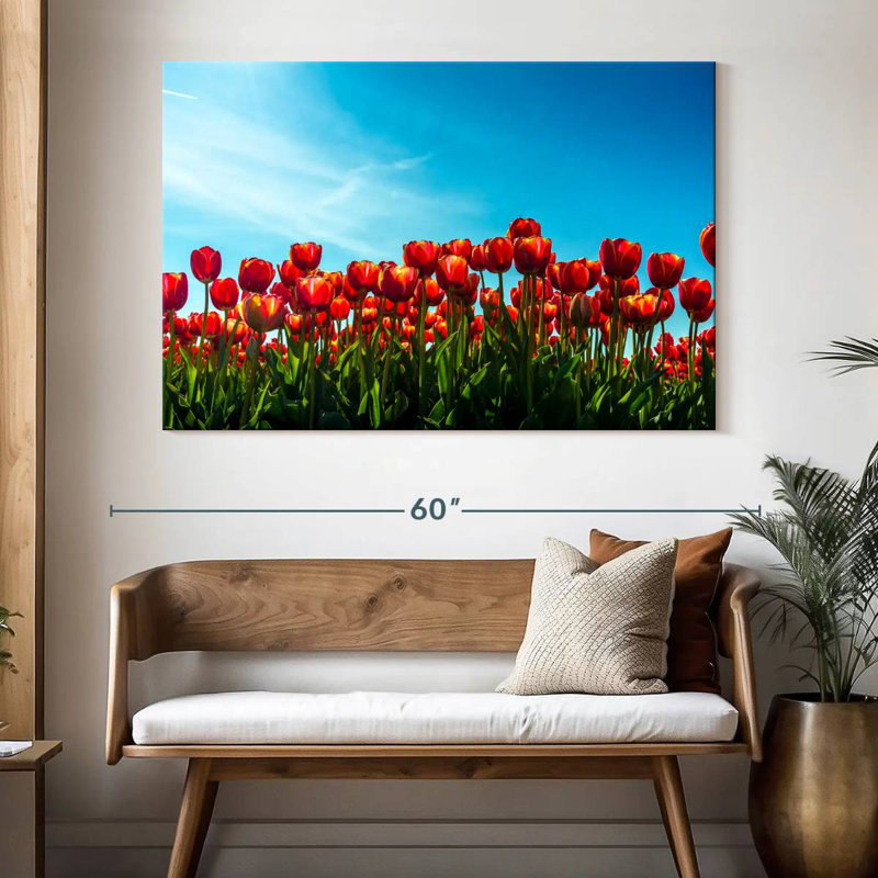 Harnek Red Tulip Flowers, 34" H x 51" W