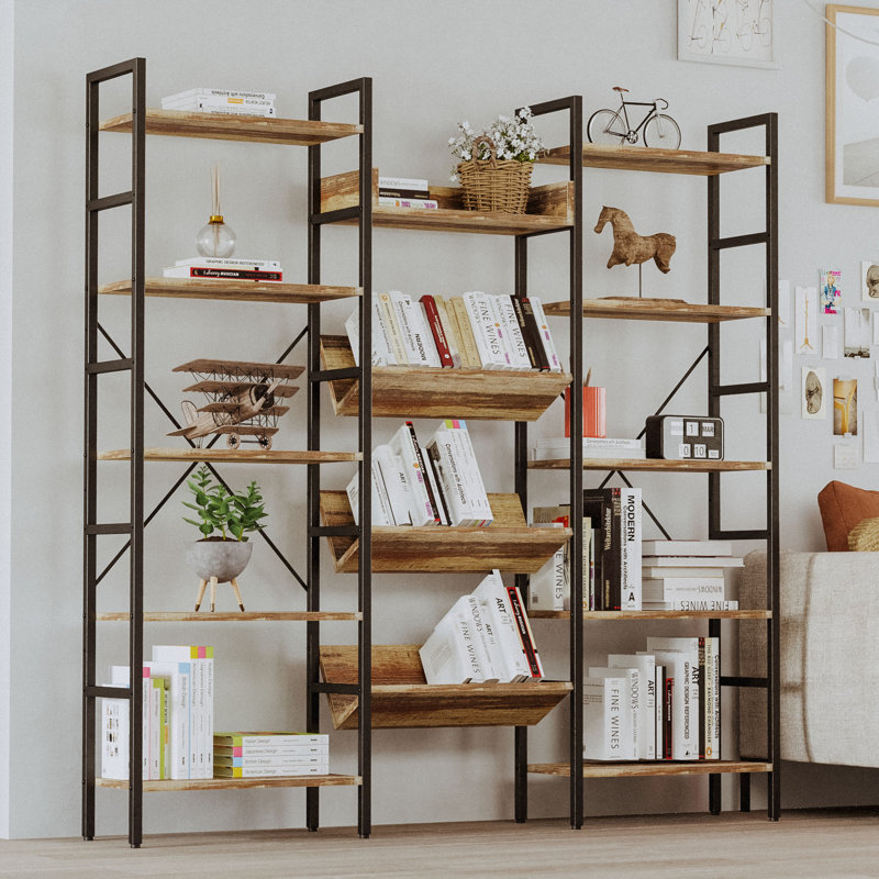 74.2 " H Bookshelf With Open Storage shelves, 5-Tier Bookcase With Metal Frame, Tall Bookcase For Living Room, Home Office