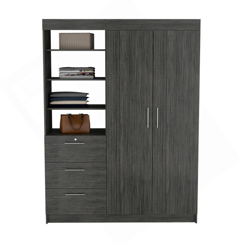 Armoire Rumanu, chambre, chêne fumé, Gris