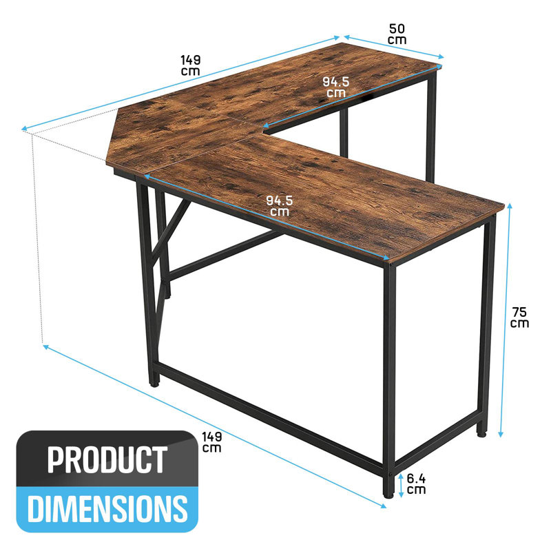 L-Shaped Metal Base Writing Desk