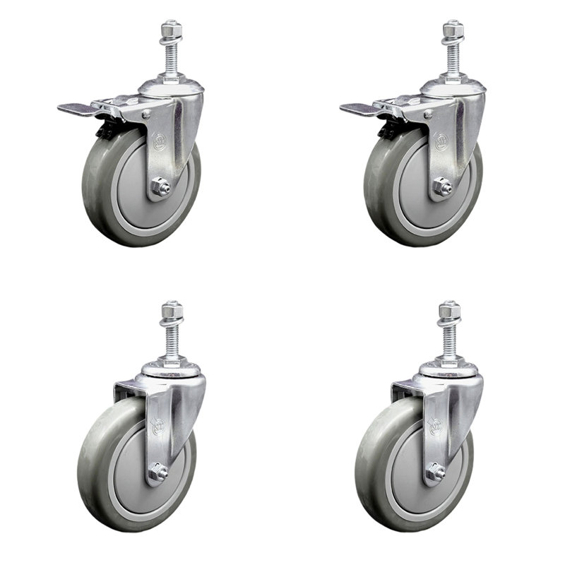 Ensemble de roulettes 5 pouces 5mm, Gris