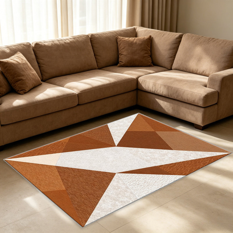 Terracotta Geometric carpet-easy to clean, machine-washable, soft and comfortable; suitable for door mats, kitchens, living rooms, bedrooms, corridors, and laundry areas. Easy to clean, durable carpet for home decoration.