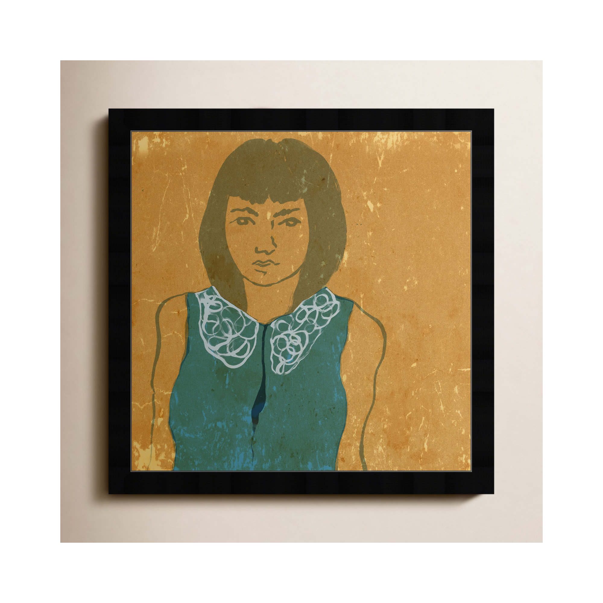 Lady In Teal by Oliver Gal, 26" H x 26" W x 0.5" D, Black