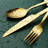 Flatware Set Gold Silverware Set With Pattern Mirror Polished 24 Pieces Cutlery Set, Service For 6