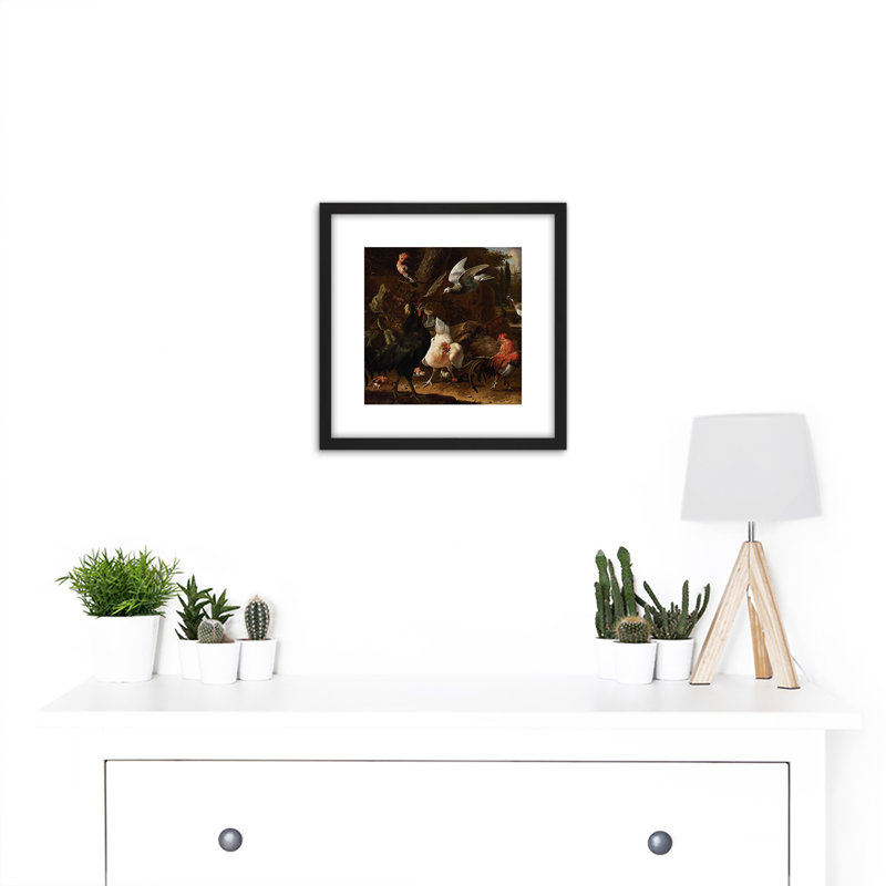 Birds In A Park Roosters by Melchior D'Hondecoeter - Single Picture Frame Painting