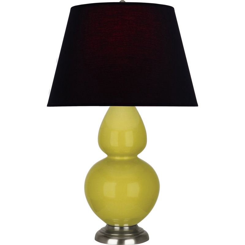Lampe de table double gourde en céramique, Noir / Rouge, Citron glacé / argent antique, Argent argent