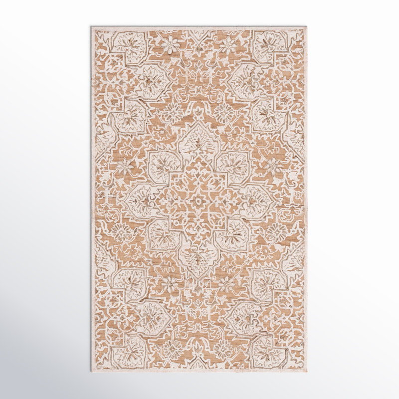 Tapis floral en laine et en coton tissé à la main Lafever , Rectangle de 5 pi x 8 pi
