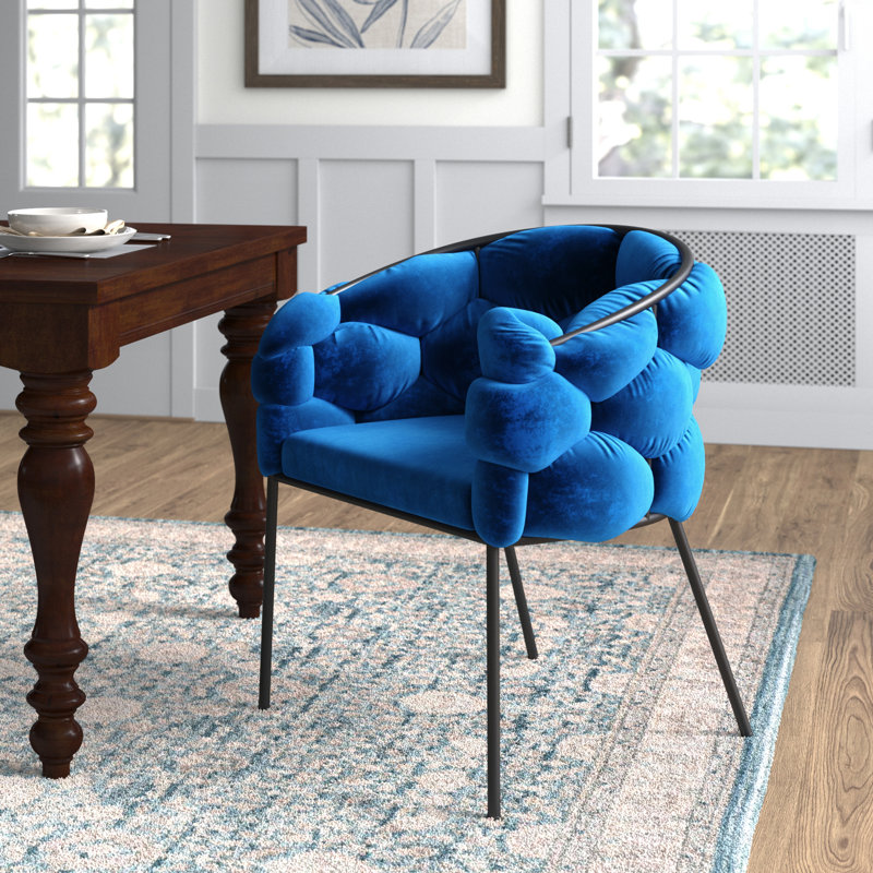 Whitcher 18'' H Tufted Velvet Upholstered Armchair, Blue