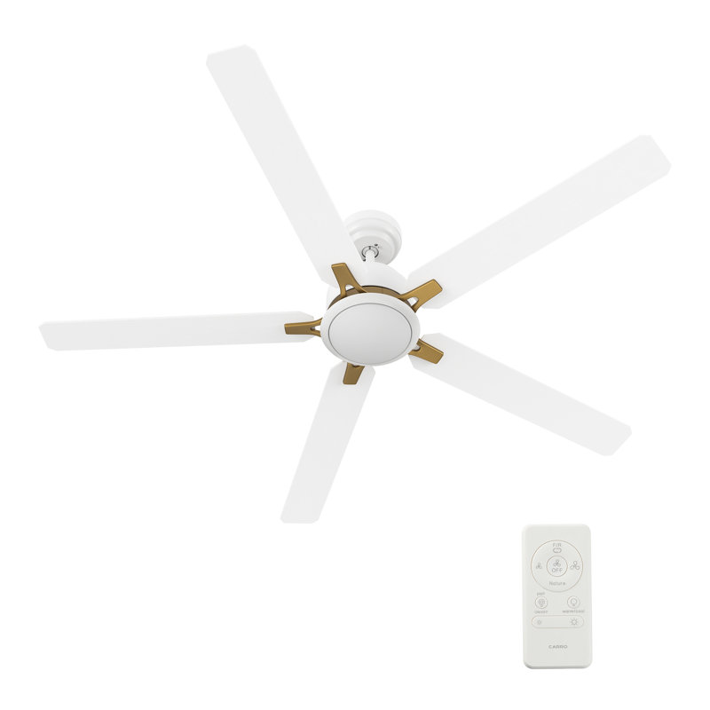 60'' Ceiling Fan with LED Lights, White/Gold