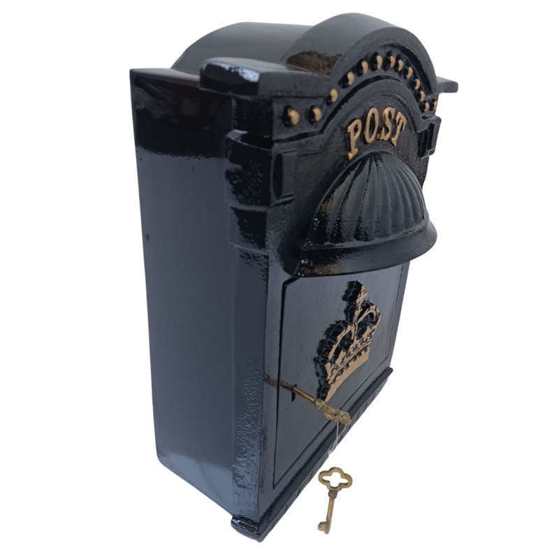 Kemah Metal Wall Mounted Post Box, Black