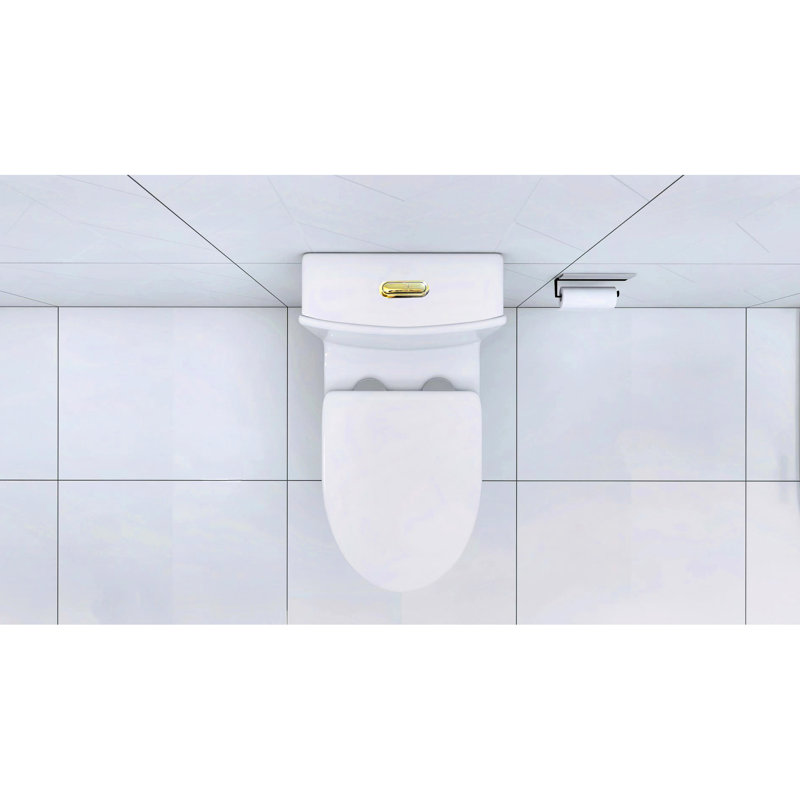 Glossy White Toilet With Advanced Flushing And Easy Maintenance Porcelain Powerful Flush Skirted Look, White