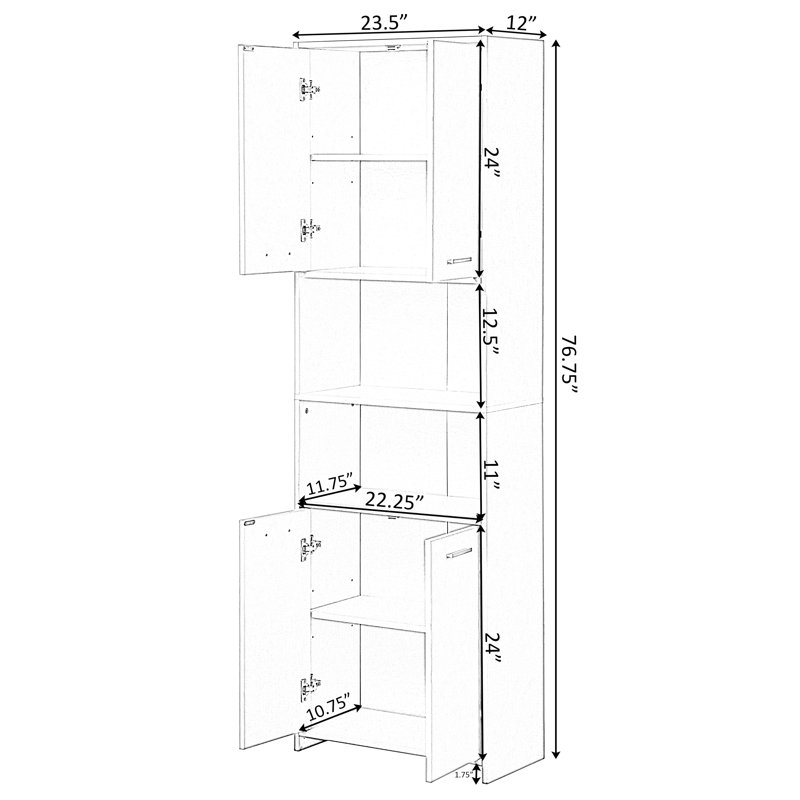 Grande armoire de rangement moderne à hauteur blanche pour salle de bain, Large