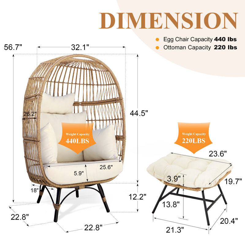 Outdoor Club Chairs with Ottomans and Cushion