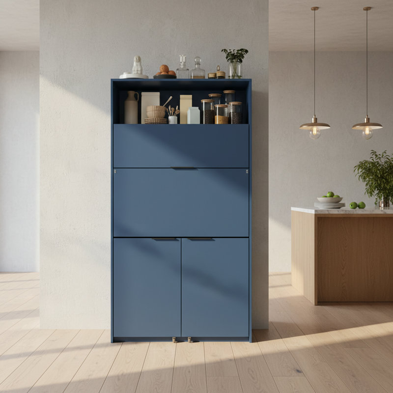 Garde-manger autoportant 69 po avec prise de courant (bleu foncé), Bleu très foncé