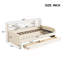 Lit plateforme simple tapissier avec rangement et tiroirs, beige