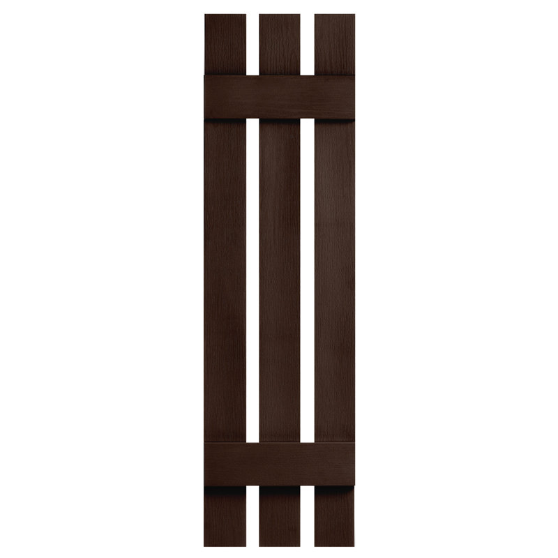 Alpha 51" H Dark Brown Vinyl Board and Batten Shutters Pair